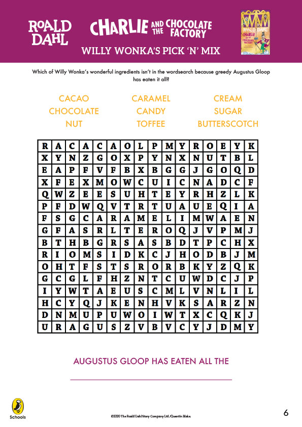Willy Wonka's Pix 'n' Mix Word Search