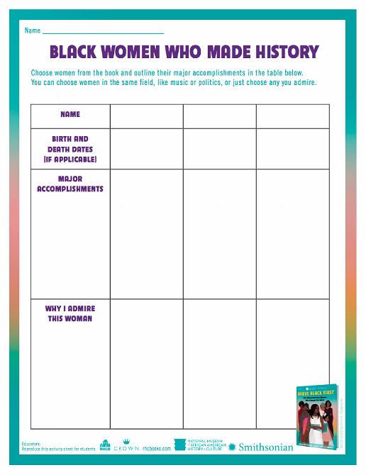 Brave. Black. First. Activities